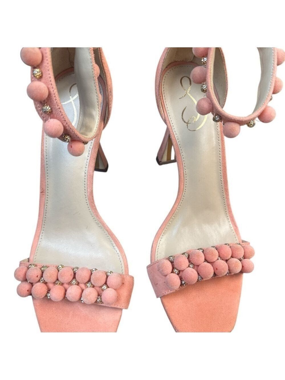 Sam Edelman Strappy Luella Peach Embellished Heels Size 10 - Picture 8 of 14